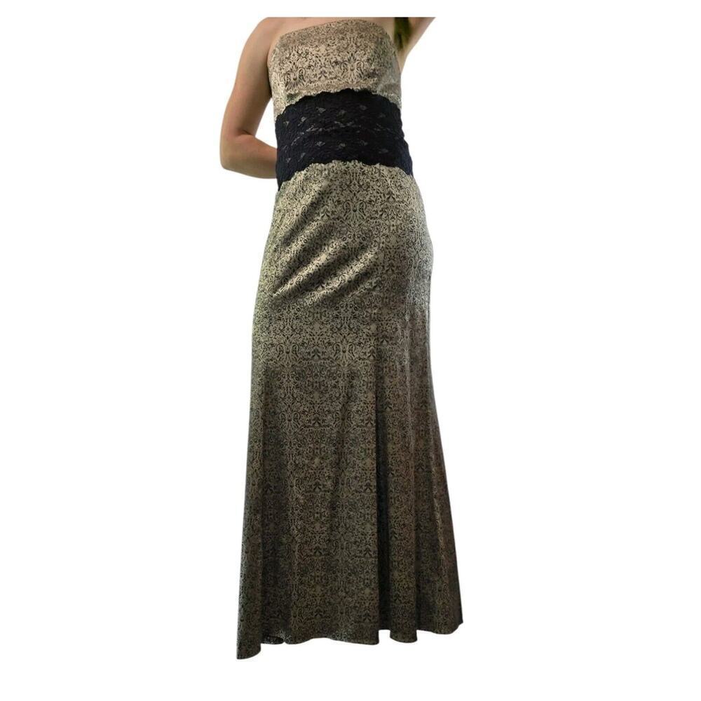Steppin Out Dress Womens Large 90s Y2K Whimsy Goth Strapless Prom Champagne Lace